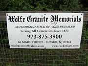 Wolf Granite Memorials Sussex, NJ
